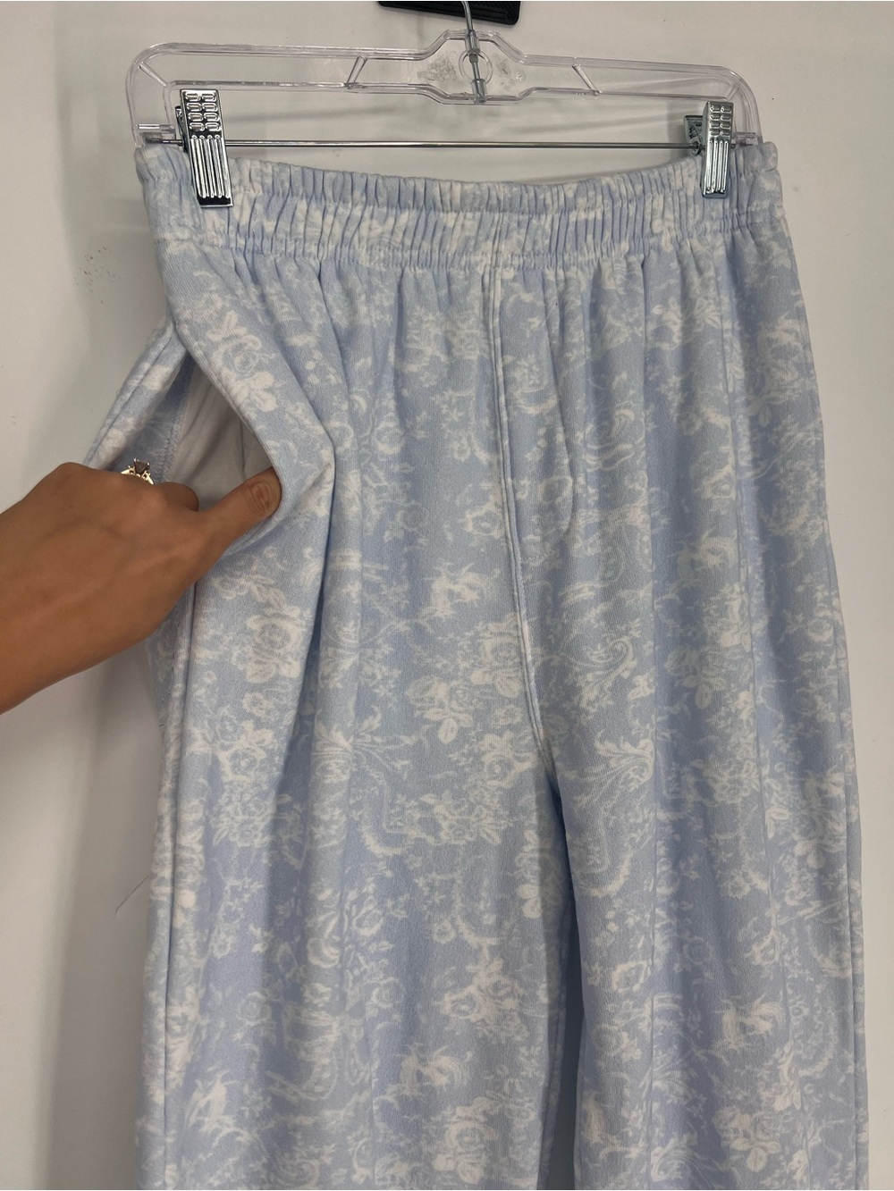 LoveShackFancy Lollia Light Blue Paisley Preppy Drawstring Jogger Sweatpants S - Picture 5 of 9